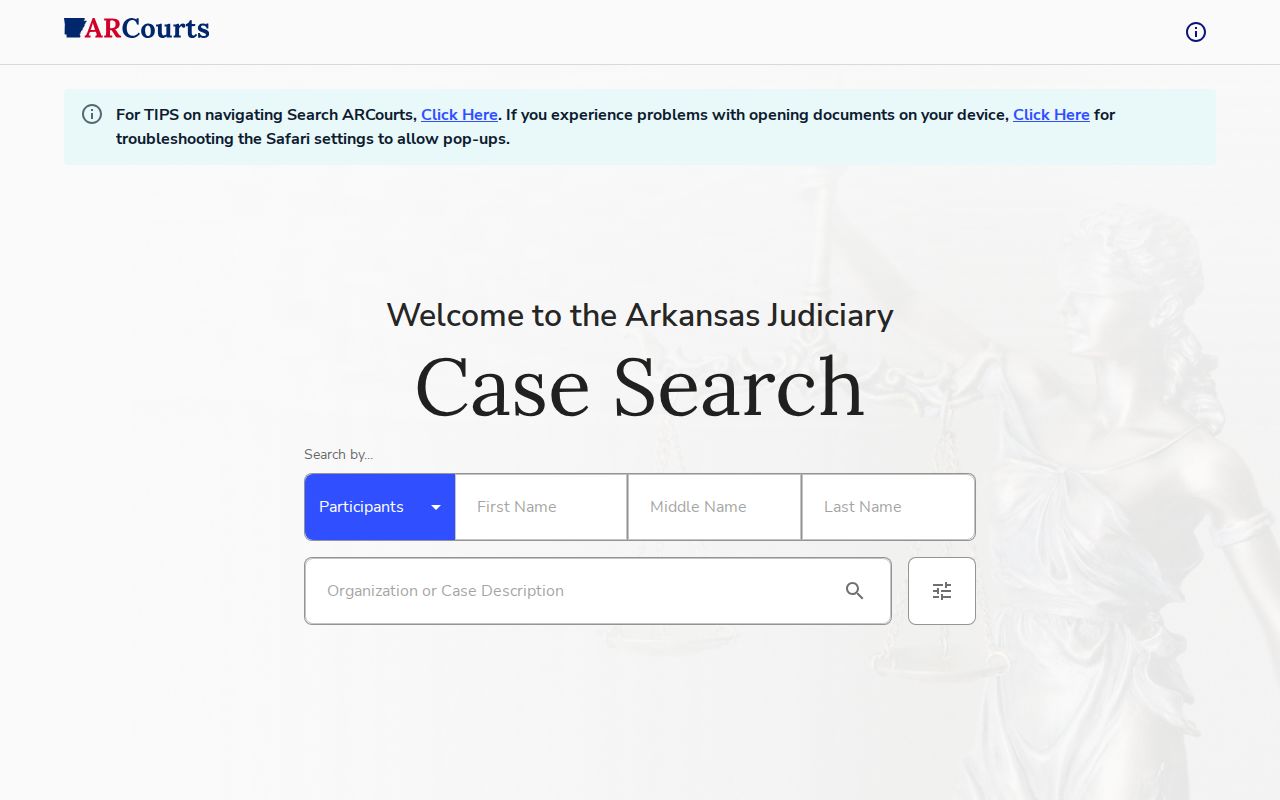 Washington County criminal case details in Arkansas Judiciary search